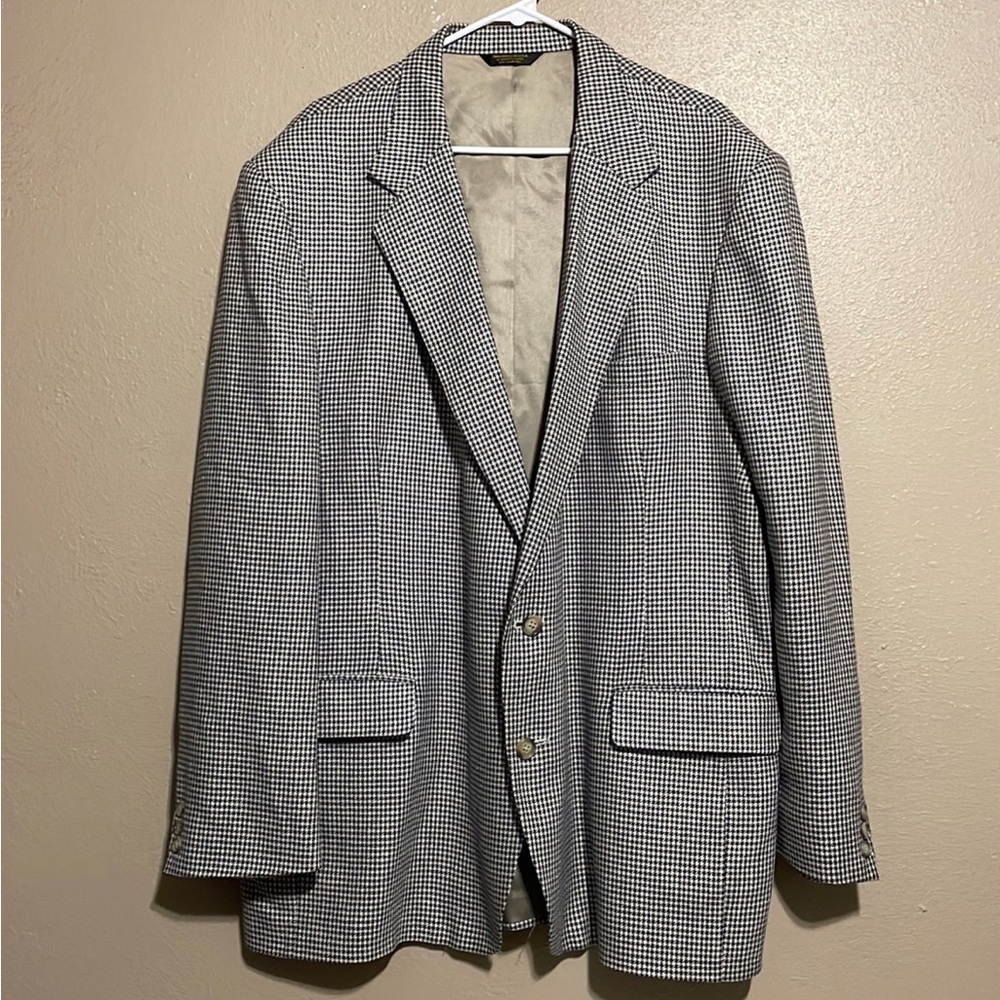 Vintage Captain’s Quarters Tan Teal Herringbone Sports Coat Blazer Men’s 48L